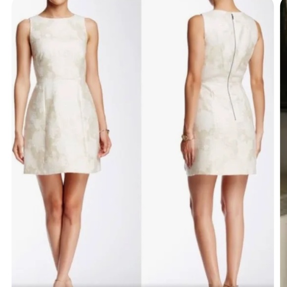Alice + Olivia Dresses & Skirts - ALICE + OLIVIA ivory silver metallic Mea jacquard fit and flare mini dress 6 8